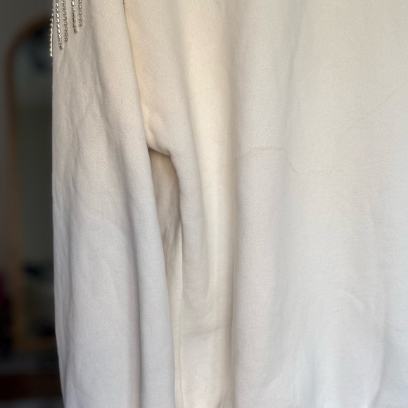 NWT Skies Are Blue Rhinestone Sleeve Cotton Blend Swearshirt / Medium - Picture 4 of 9